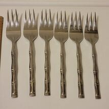 EXOTIC BAMBOO Set of 6 Salad Forks 6 1/2&quot; Stainless Korea Flatware - $20.34