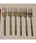 EXOTIC BAMBOO Set of 6 Salad Forks 6 1/2&quot; Stainless Korea Flatware - $20.34