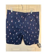 Lands’ End Nautical Sailboat Print Shorts Navy Red White Size 37 Preppy ... - $26.18