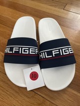 Tommy Hilfiger Evered White With Red/Blue Logo Slide Sandals Men&#39;s Size 10 New - £19.56 GBP