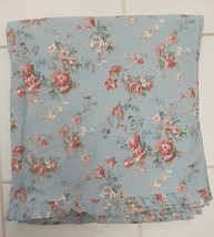 Ralph Lauren YVETTE Blue Floral Bed Sheet Ruffled Edge QUEEN FLAT Cottage - £139.83 GBP