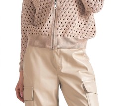 Elan crochet zip cardigan in Beige - size L - £45.09 GBP