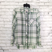 Universal Thread Top Womens XS Green Plaid Long Sleeve Collared Button Down - £11.98 GBP