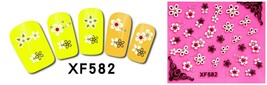 Nail Art 3D Stickers Stones Design Decoration Tips Flower White Black XF582 - £2.30 GBP