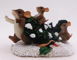 Fitz and Floyd Charming Tails Bringing Home The Tree Christmas Holiday Mice  - £24.49 GBP