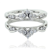 Round Shape Diamond Women&#39;s Enhancer Wrap Wedding Ring 14K White Gold Plated - £95.68 GBP