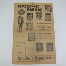 Footlight Parade Movie Musical Promo Paper Regent Theater Michigan Vinta... - £157.37 GBP