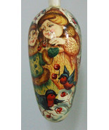Exclusive Russian Christmas Ornament Hand Painted Drop Shape 2 Girls Snow - $96.43 CAD