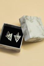 Silver Triangle Earrings, Geometric Earrings, Double Triangle Earrings - £20.78 GBP