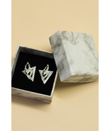 Silver Triangle Earrings, Geometric Earrings, Double Triangle Earrings - $26.00