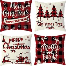 Christmas Pillow Covers 18&quot; x 18&quot; Set of 4 Cases NEW - £14.96 GBP
