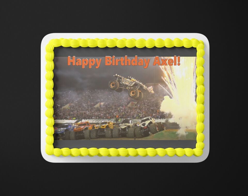 Custom Monster Jam Edible Birthday Cake Topper/ Peel like a sticker - $9.89