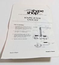 Shape Shop 1987 Rowing Action Exerciser Manual Vintage Insert Dynamic Cl... - £9.72 GBP