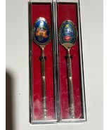 Vintage Cloisonne Pink Floral Gold Tone Spoon (Set of 2) - $21.77