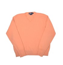 Polo Ralph Lauren 100% Cashmere Sweater Mens L Coral Orange V Neck Jumper - £37.34 GBP