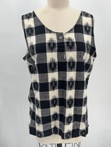 Vintage Chaus Tank Top Sz 12 Blue White Check Ikat 100% Cotton Sleeveles... - £18.55 GBP