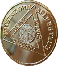 21 Year AA Medallion Large 1.5 Inch 22k Gold Plated Sobriety Chip - £8.01 GBP