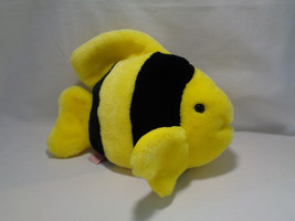 Vintage 1998 Ty Beanie Buddies Bubbles Yellow Black Angel Fish Soft Plush 11&quot; - £4.30 GBP