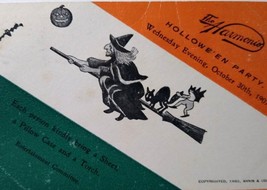 Halloween Party Postcard 1907 Harmonie Club Undivided Witch Goblin Black... - £98.76 GBP