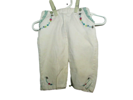 girl's white PANTS cotton w/sm embroidered flowers &amp; bees 2 pockets  (L 4) - $2.10