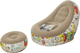 CALIDAKA Inflatable Lounge Chair with Ottoman Blow Up Chaise Lounge Air Lazy - £36.07 GBP