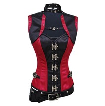 Gothique Corset Steampunk Acier OS C Crochet Rouge Satin Noir Veste Boléro - £58.36 GBP+