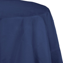 Navy Blue 2/Ply Paper-Poly Round Tablecloth 82&quot; Tableware Supplies Decorations - £17.39 GBP