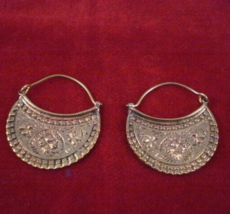 Brass Half Hoop Earrings Drop Dangle Indian Gold Ethnic Tribal Gypsy Boh... - £16.23 GBP