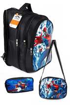Backpack Set Middle School Primary School 3 Pockets Padded Spider Black - £42.36 GBP