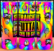 Straight Outta F*cks to Give Funny Adult Rainbow Skulls  Coffee Cup tumbler - £15.65 GBP