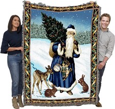 Father Christmas Blanket Blue - Santa Claus Saint Nicholas Nick Kris Kringle - £61.63 GBP