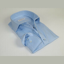 Men 100% Italian Cotton Shirt Non Iron SORRENTO Turkey Spread Collar 4883 Blue image 6