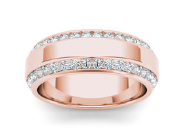 Authenticity Guarantee 
14K Rose Gold 0.90 Ct Diamond Men&#39;s Wedding Band... - £1,733.94 GBP