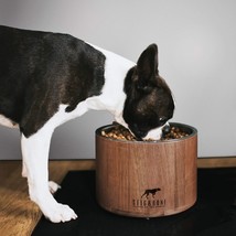 Dog Bowls For Large Dogs - Elevated With Stand - Modern American Walnut Wood, Du - £36.75 GBP