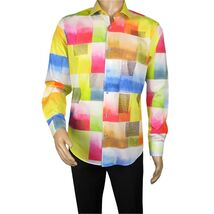 Men's AVM Rhine Stone Digital Print Shirt Cotton Turkey Slim Fit 19419-01 Multi image 2