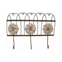 New Twisted Wire French Provincial Painted Metal Flower Wall Mount Hang Hook Set - £14.10 GBP