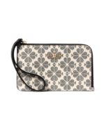 New Kate Spade Lucy Spade Flower Small L-Zip Wristlet Black Multi - $41.76