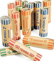 36 Coin Tainer Paper WRAPPERS Tubes for Quarters Dimes Nickels Penny Coi... - £12.87 GBP