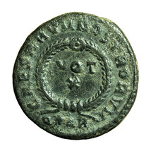 Roman Coin Constantine II Arles Follis AE18mm Bust / VOT X Wreath 04243 - $26.99