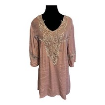 Vintage Pretty Angel Size S Linen Blend Tunic Top Gypsy Boho Romantic La... - £27.35 GBP