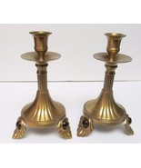 VINTAGE Candle Holders Sticks Brass Amber Tone Stones (2) Retro Decor In... - £69.54 GBP