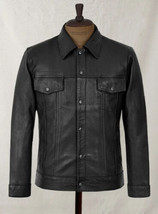 Leather Stylish Black Shirt Formal Wear Handmade Men Real Lambskin Soft ... - £84.90 GBP
