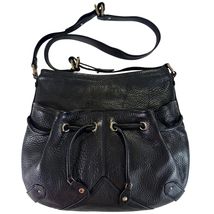 Cole Haan Village Pebbled Leather Drawstring Shoulder Bag Black H06 - $33.99