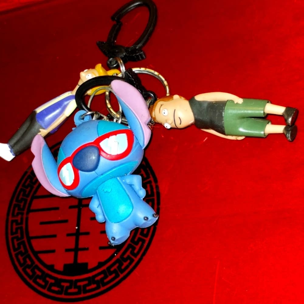 Vintage Stitch keychain with two other cartoon characters - $17.82