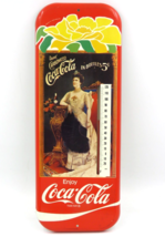 Vintage 1980&#39;s Drink Enjoy Coca-Cola Thermometer Soda Pop Advertising Metal Sign - £23.49 GBP