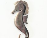 Seahorse Brooch Mother of Pearl Hand Carved 2.5&quot; H x 1.5&quot; W Estate Jewelry - $25.47