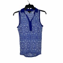 The Limited Collared Tank Top Size XS Blue White Floral Womens 100% Polyester - £10.32 GBP