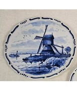 Royal Delft Porcelain Blue &amp; White Windmill Scene Vintage Wall Plate  - $79.04