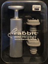 Rabbit Wine preserver vacuum pump with 2 stoppers metrokane PET RESCUE - £6.56 GBP