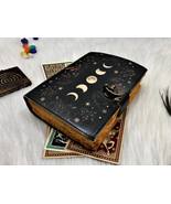 Moon phase handmade leather journal grimoire journal gifts for him her - £31.02 GBP